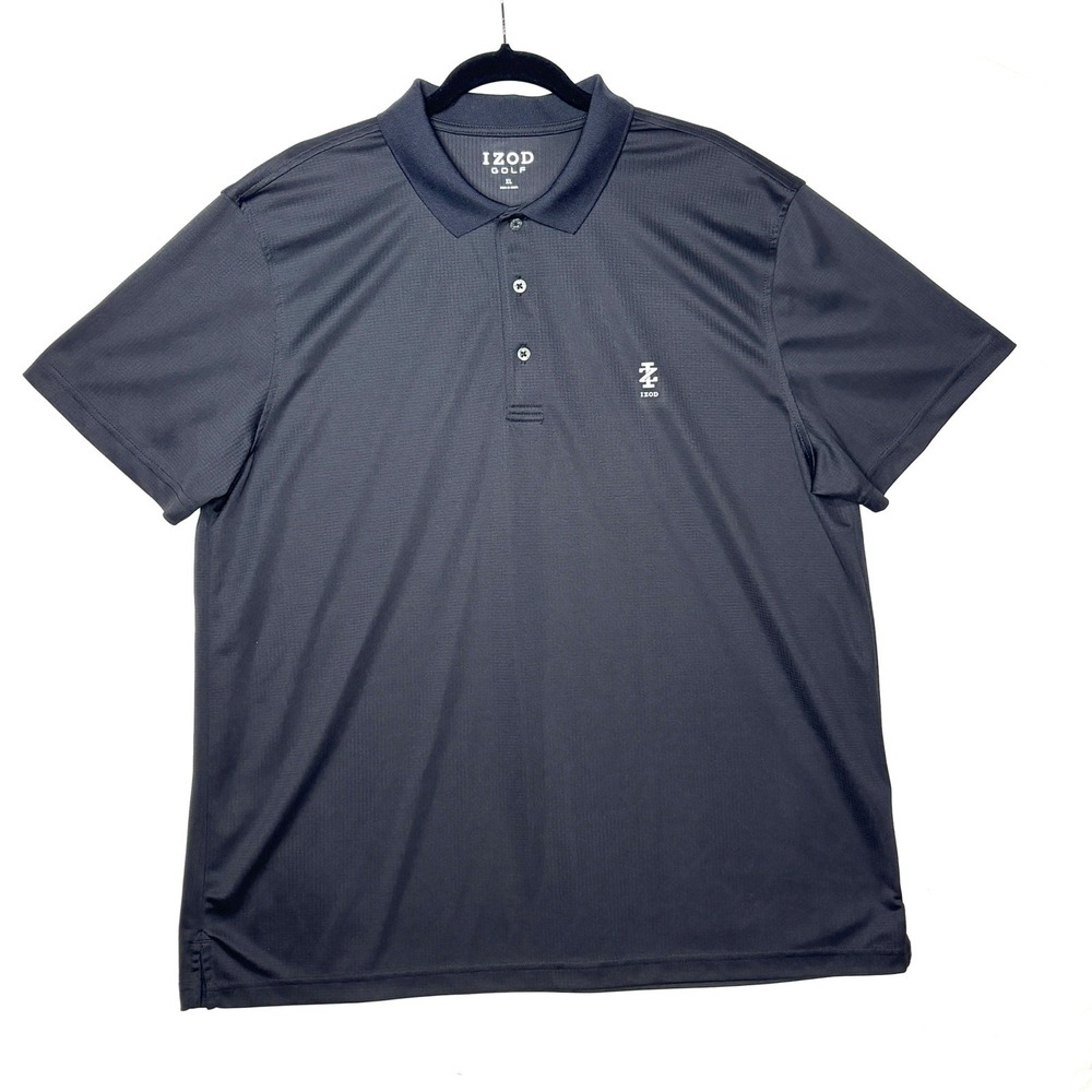 IZOD GOLF Performance Polo Men's Dark Gray Textured Polo Shirt XL Preppy - Picture 2 of 8